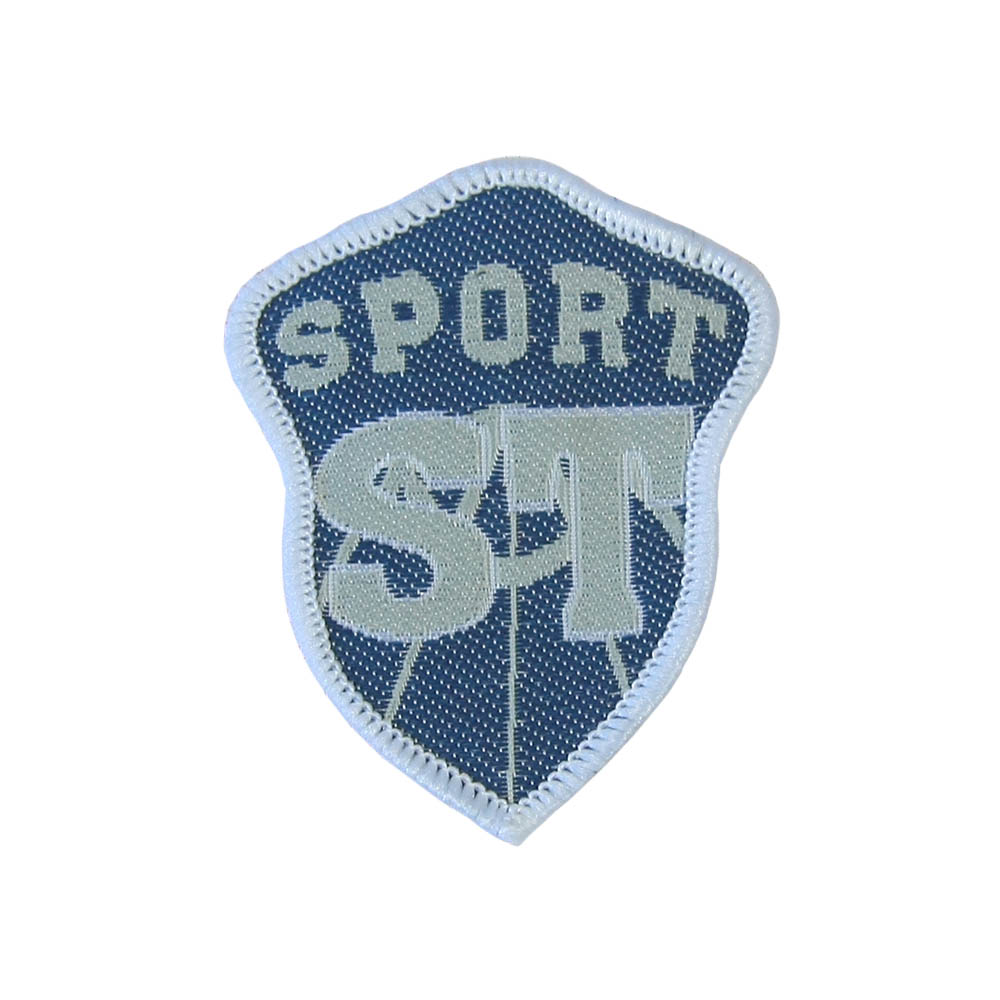 Нашивка тканевая A49 Sport ST 4,5*5,5см синяя, серо-белый рисунок, шт. Аппликации, нашивки