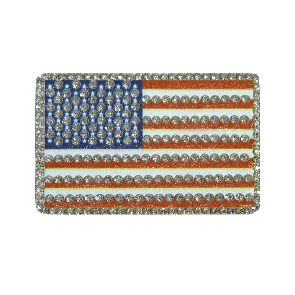 Аппликация клеевая кожзам стразы USA Флаг 70*45мм белый, красный, синий, белые камни, шт. Аппликации, нашивки