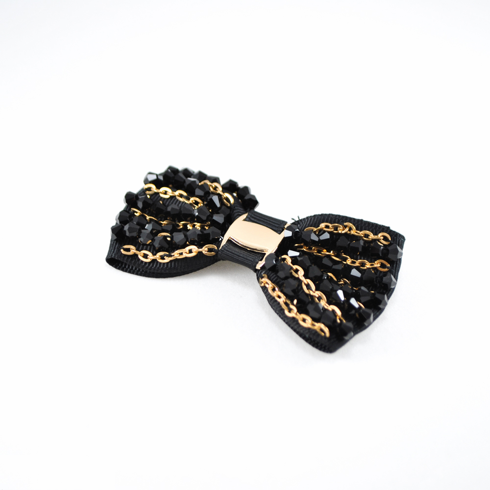 Аппликация декор обувная Бант-бабочка черная, код товара 22458 - Аппликации Пришивные Цветы Банты