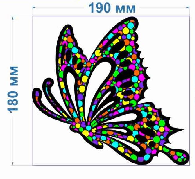 Аппликация клеевая тканевая Бабочки шарики №3-1 (большая) 19*18см, атлас + клеевая, шт. Аппликация клеевая