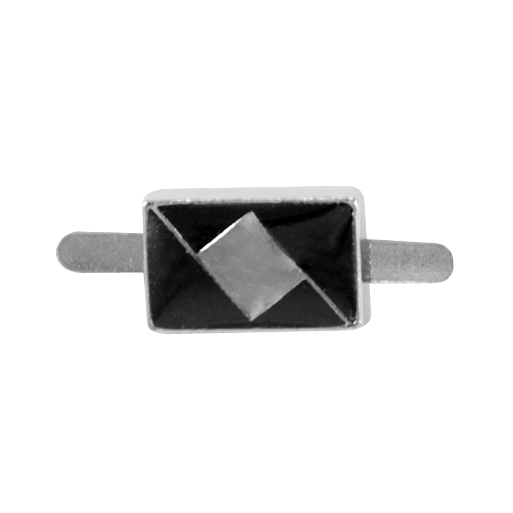 Краб металл Прямоугольник, 1,1*0,7см,  никель, черная эмаль, шт. Крабы Металл Надписи, Буквы